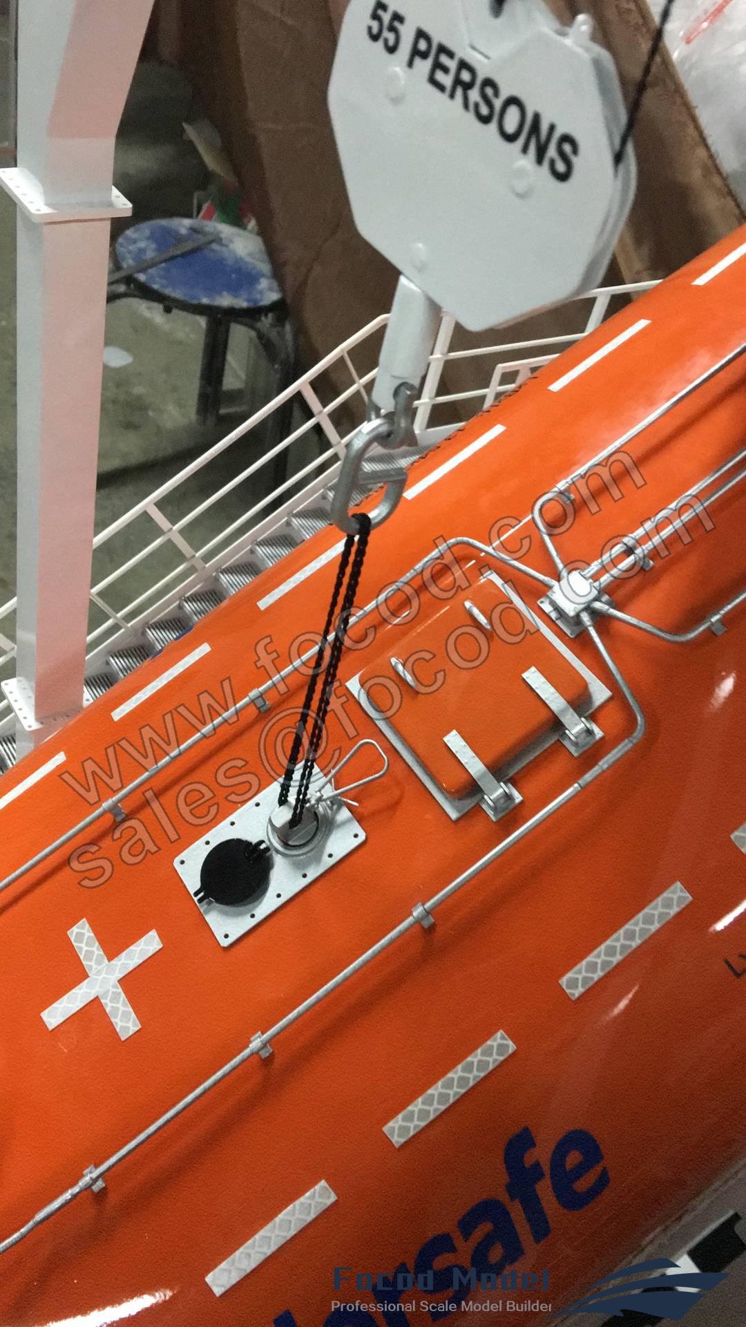 custom made model of Free Fall Liftboat with davit system